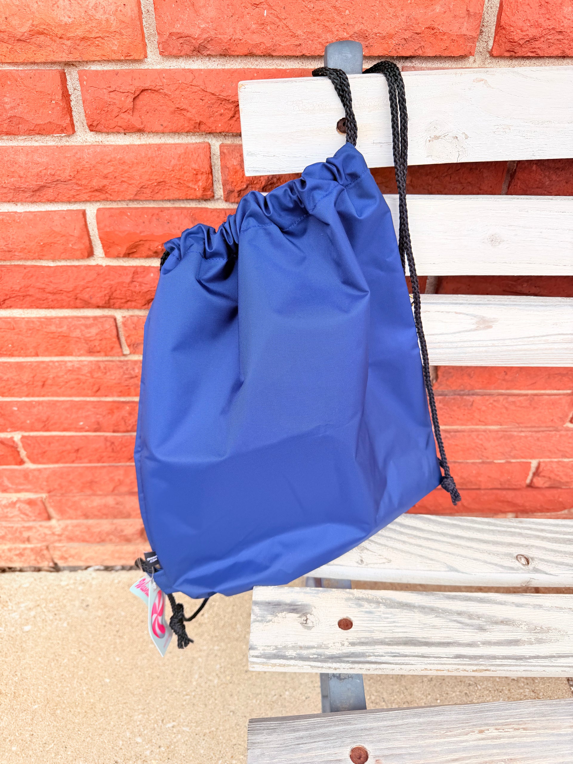 Navy Nylon Brass drawstring Backpack – The Beanstalk Boutique