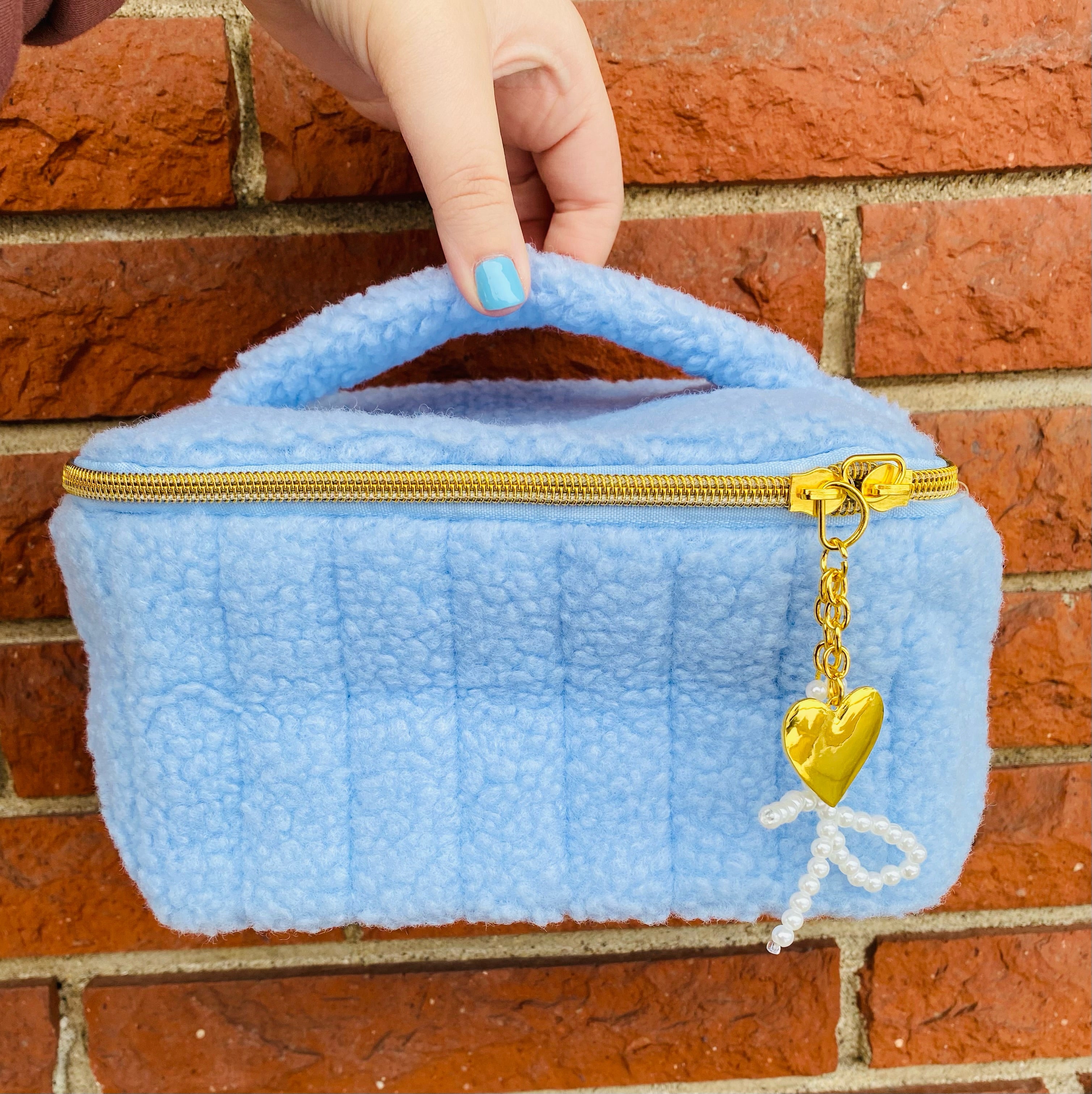 Blue Fuzzy Cosmetic Case