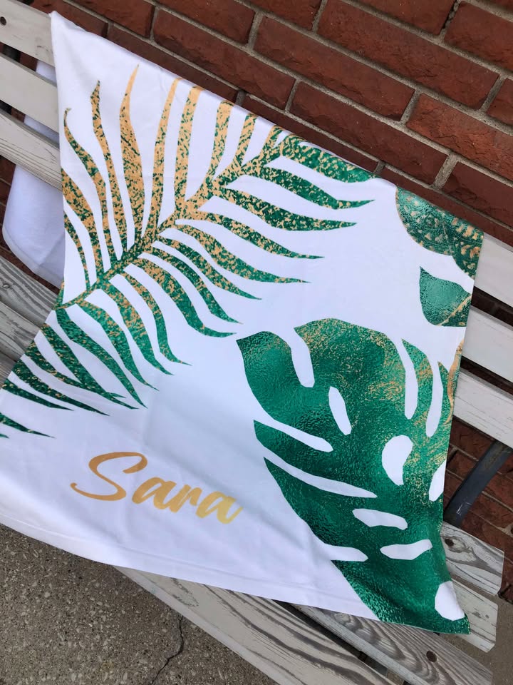 Printed Palm Leaf Towel - Thumbnail 2