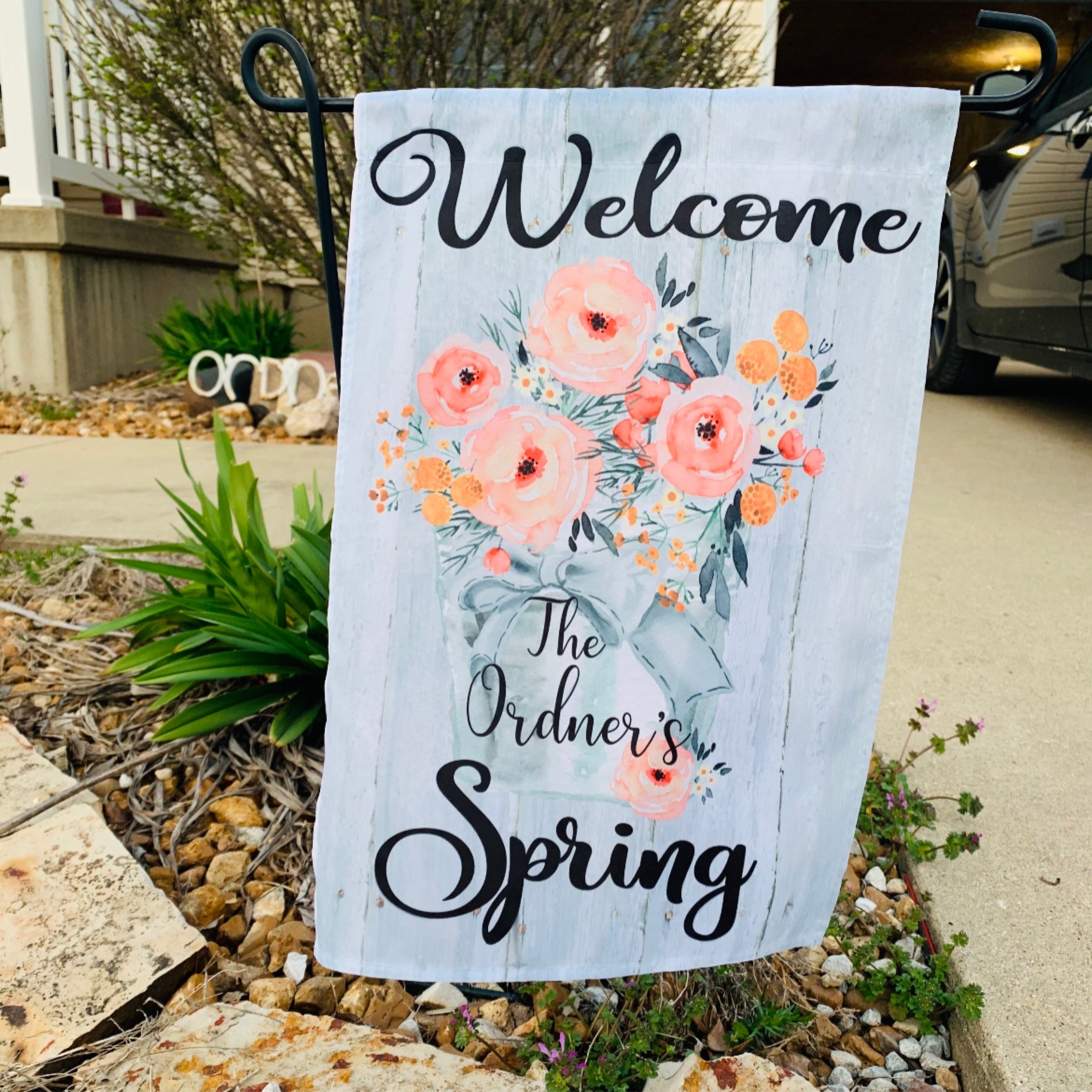Floral Bucket Garden Flag