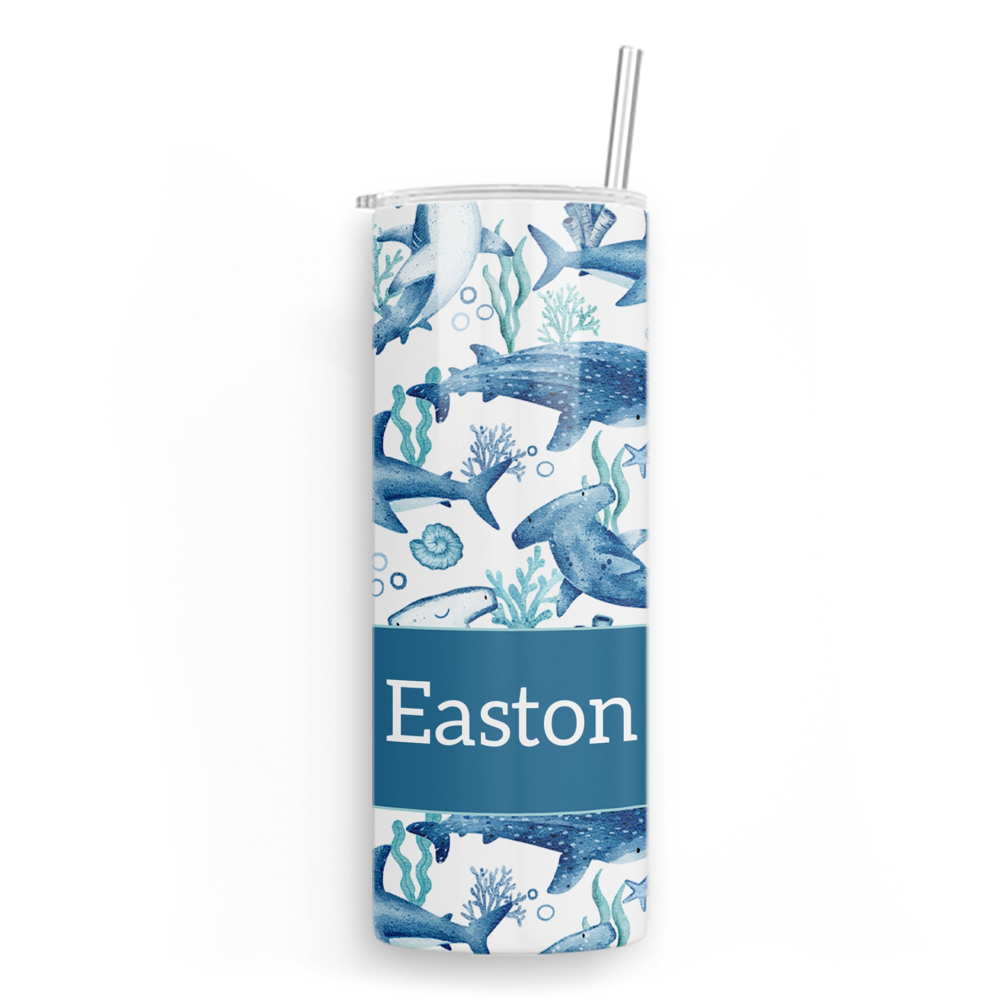 Swimming Sharks 20oz Flip/Side Lid Tumbler