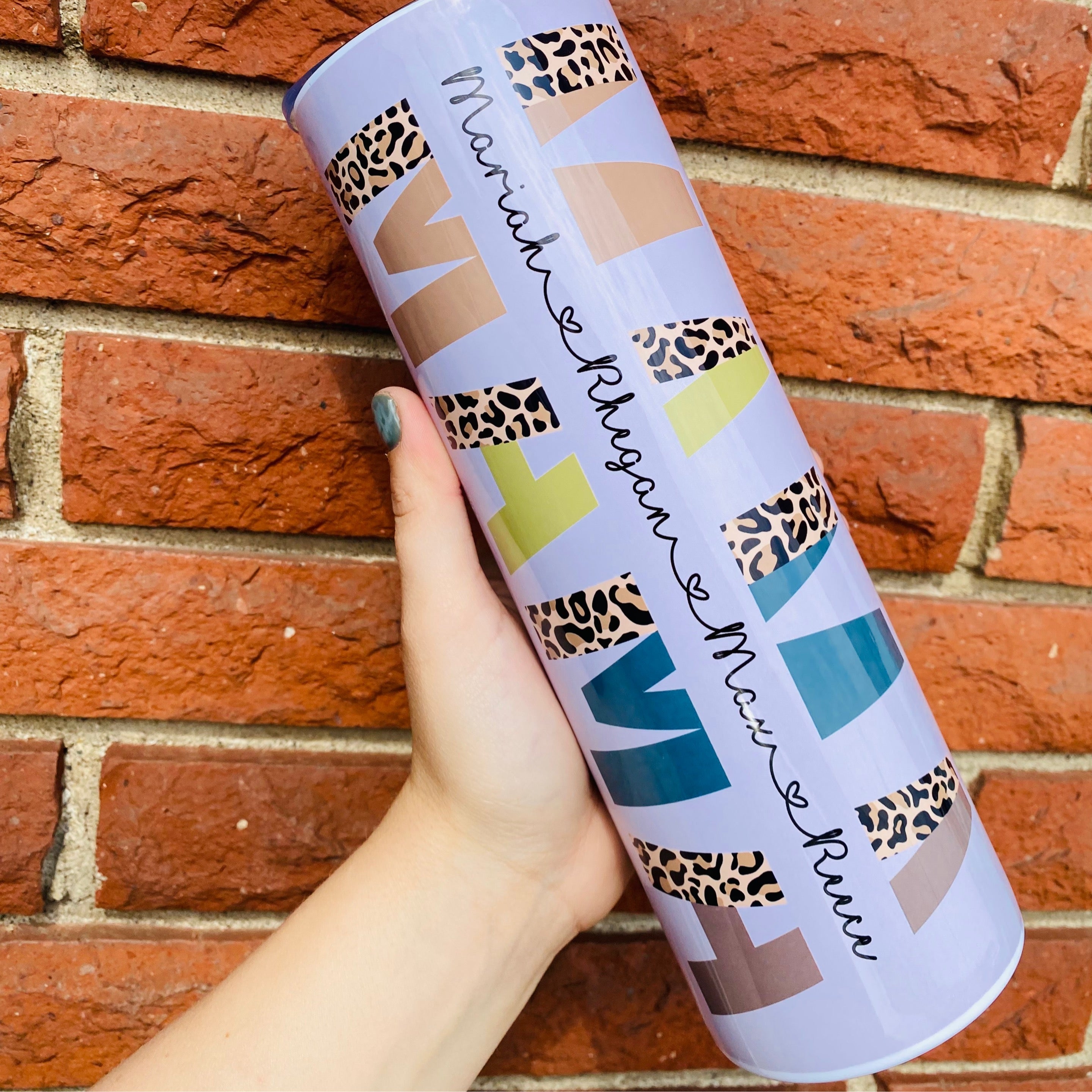 Split Mama Cheetah Lilac Background 30oz Tumbler