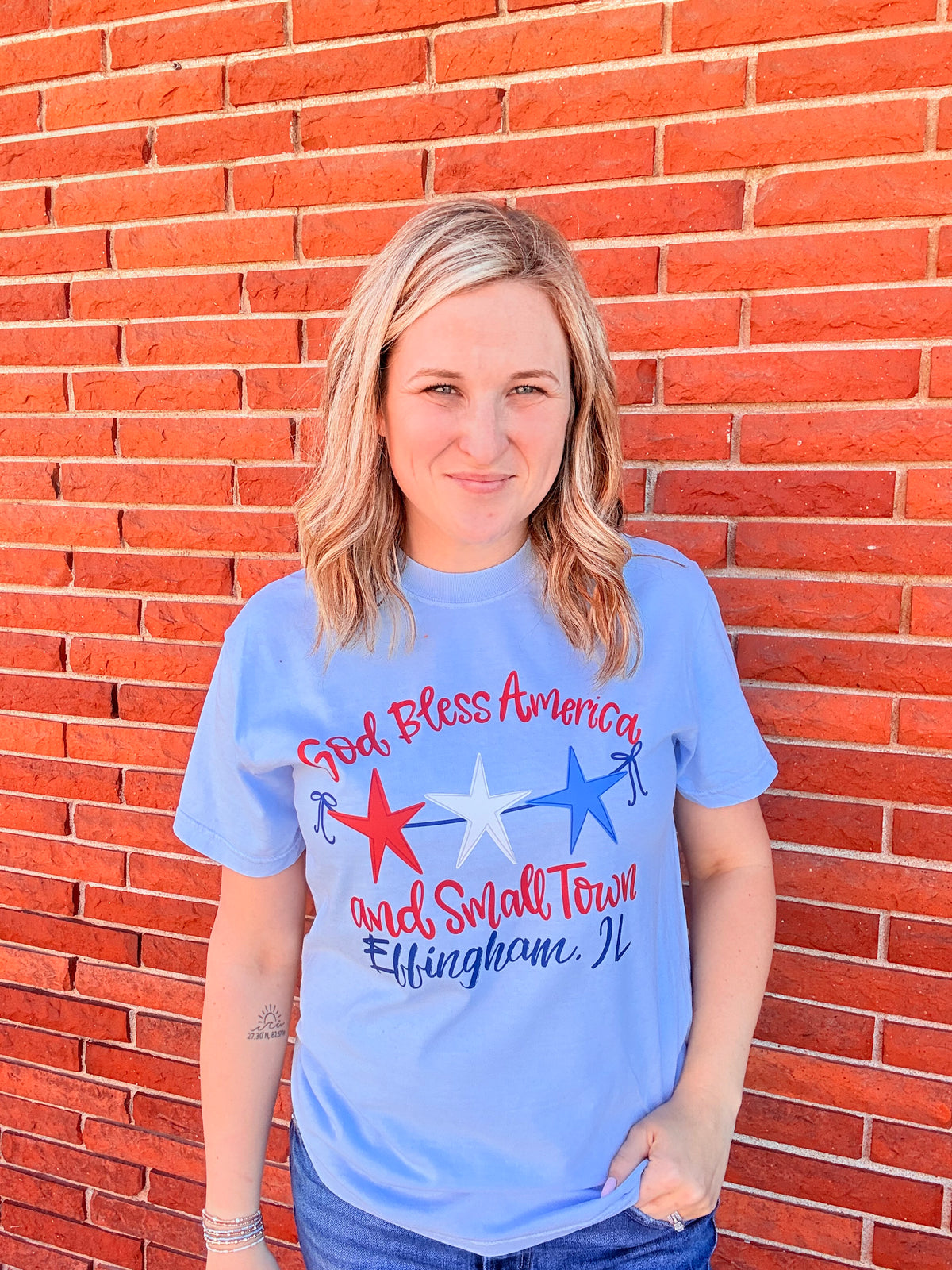 God Bless America and Small Town Graphic Tee Custom, you choose 