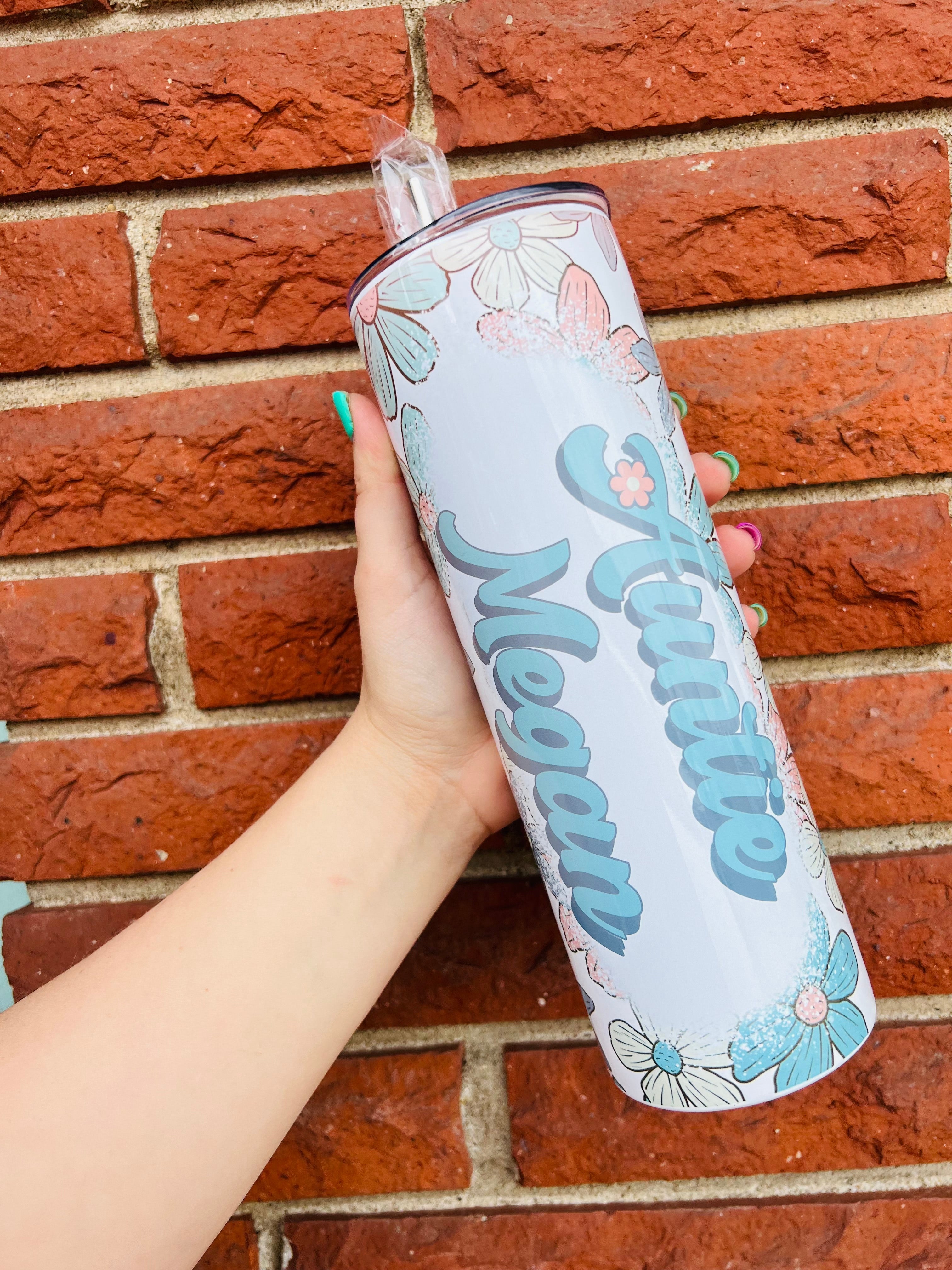 Auntie Retro Floral Tumbler