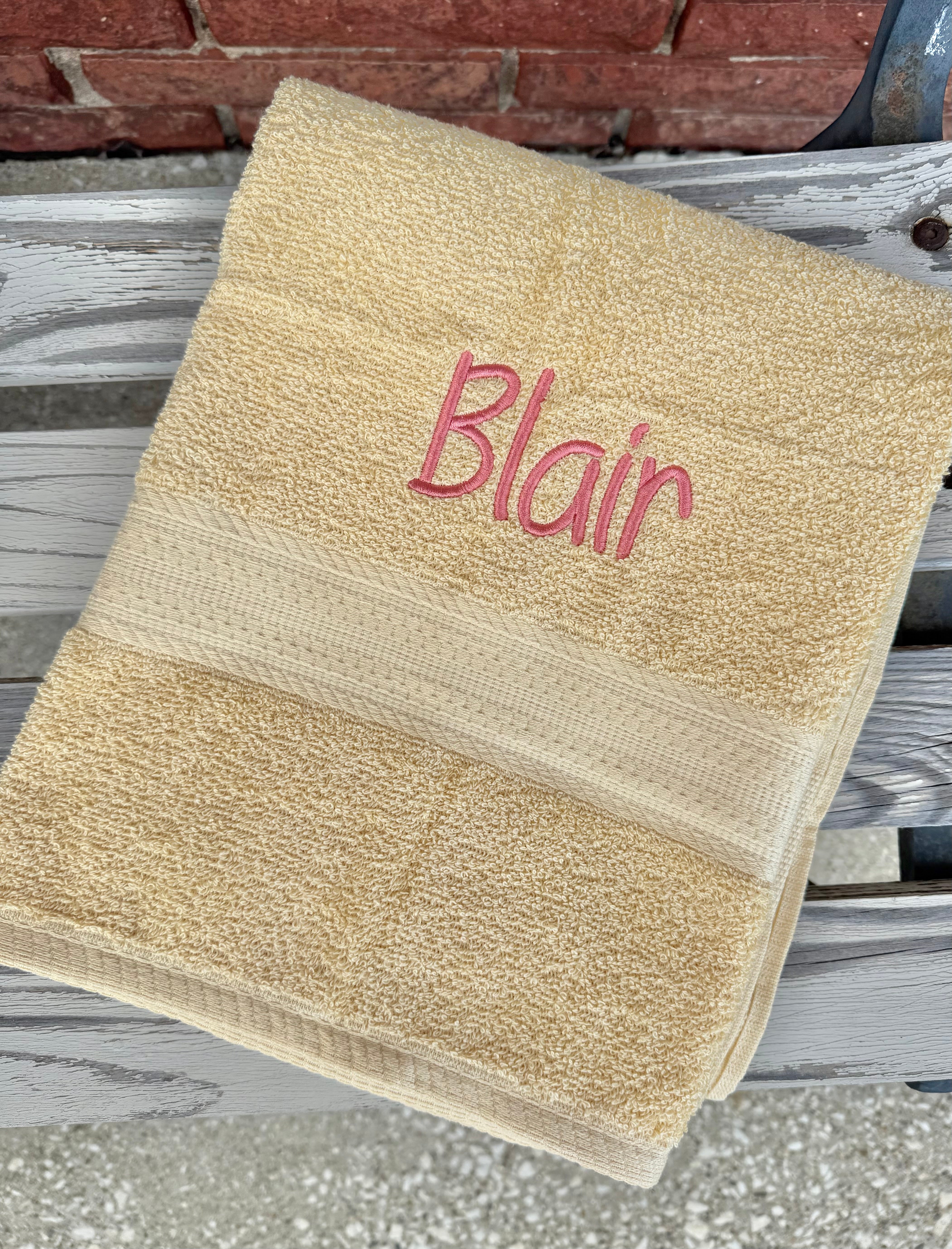 Yellow Towel With Name - Thumbnail 2