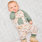 Wonderful Wildlife Modal Boys L/S Romper, Sage Green