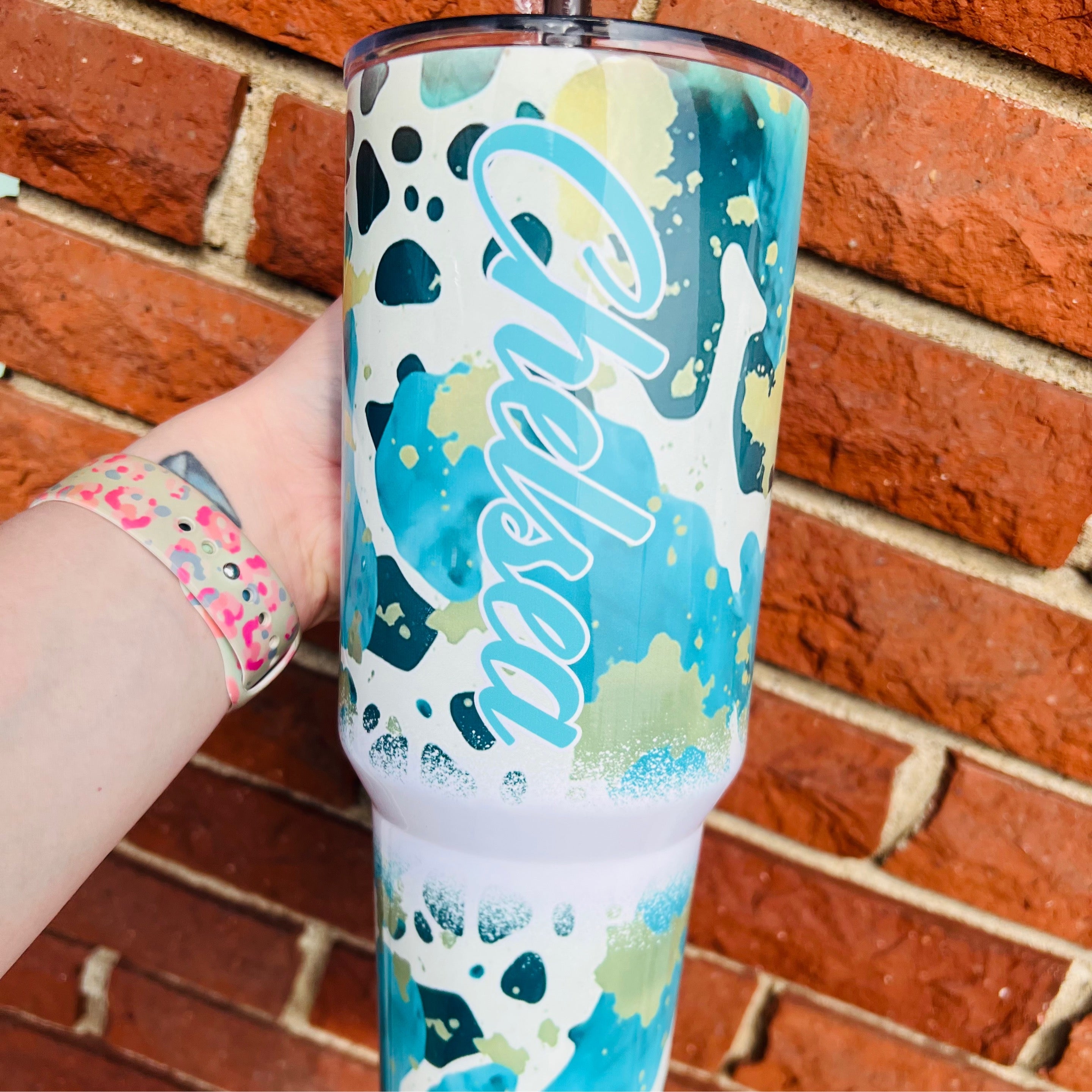 Blue & Gold Paint Splatter 40 oz Tumbler