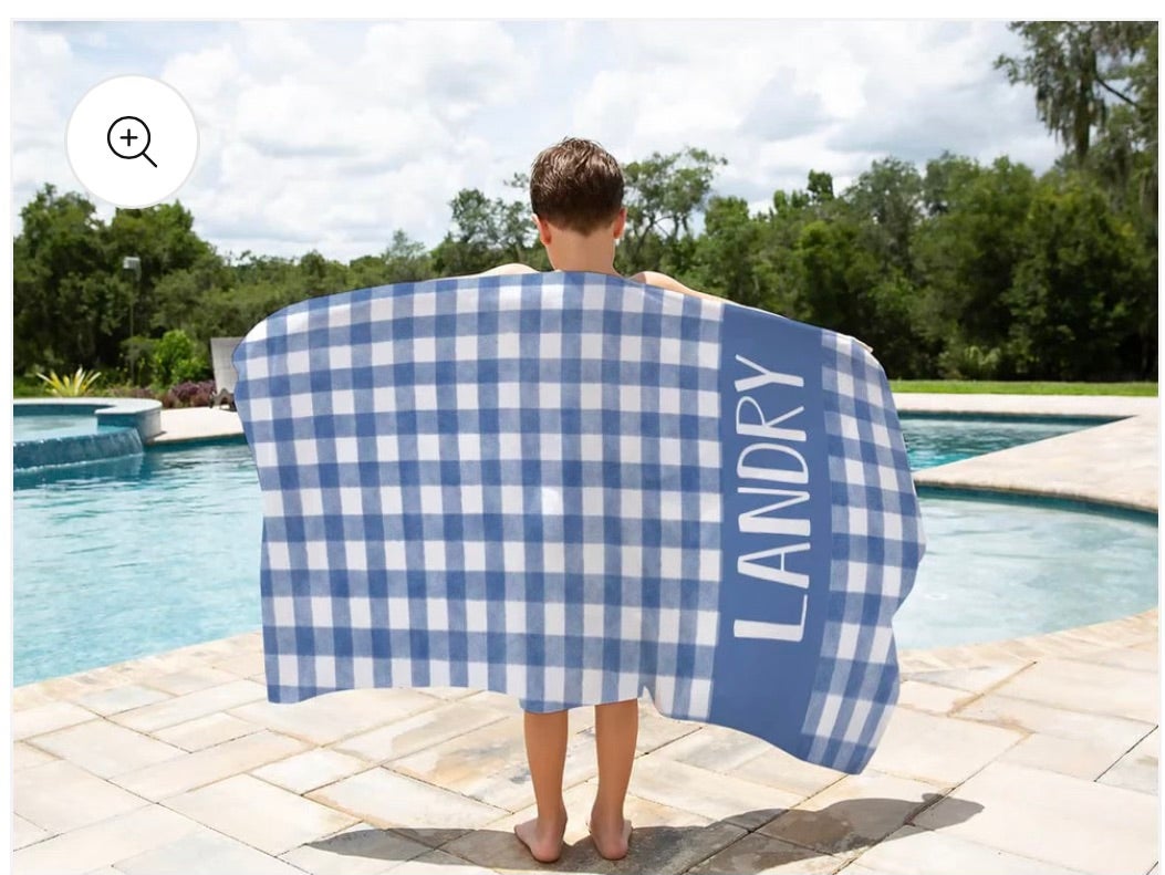 Printed Gingham Beach Towel - Thumbnail 4