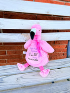 Flamingo aniaml with babys birth info embroiered 