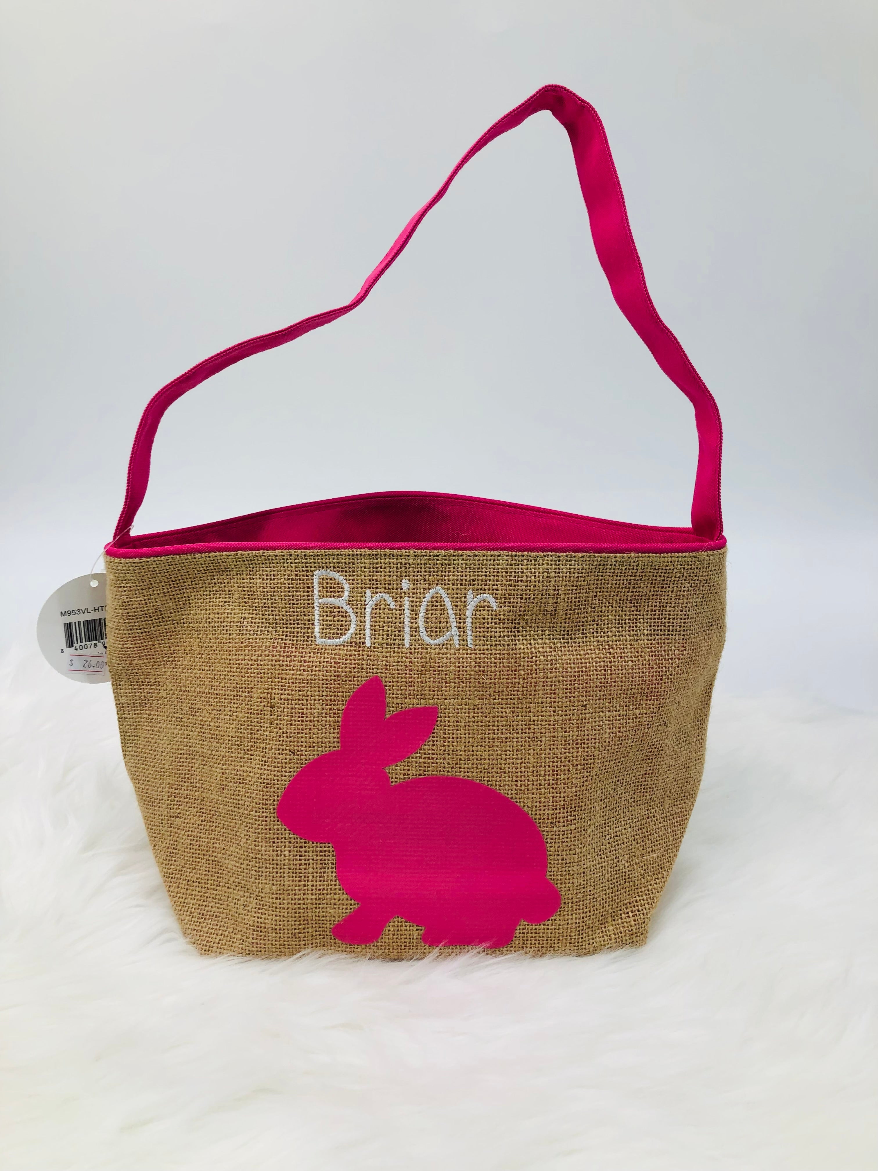 Viv & Lou Pink Burlap Foldable Easter Basket - Thumbnail 2