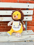 Lion embroiered with babys i nfo