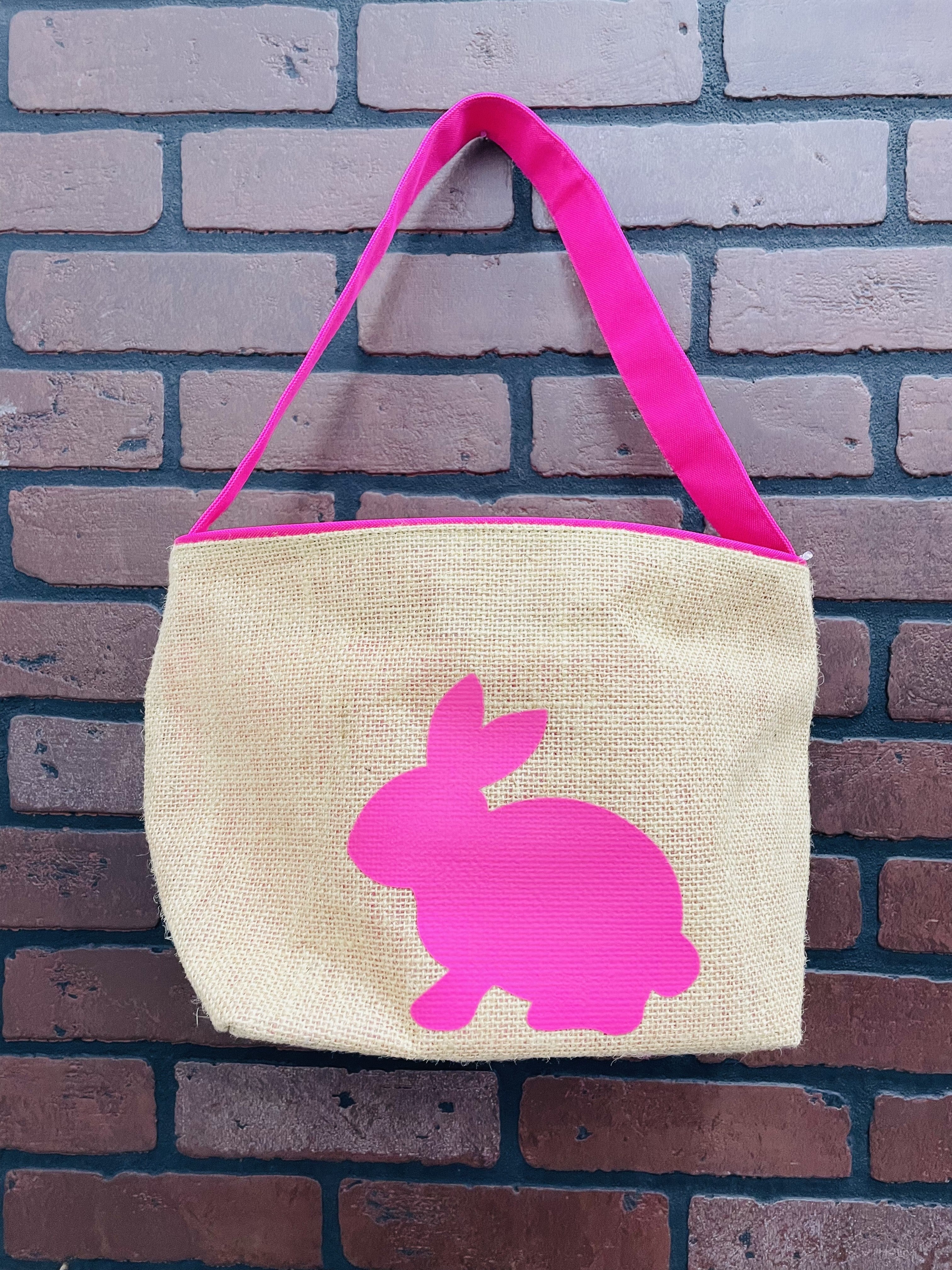 Viv & Lou Pink Burlap Foldable Easter Basket - Thumbnail 4