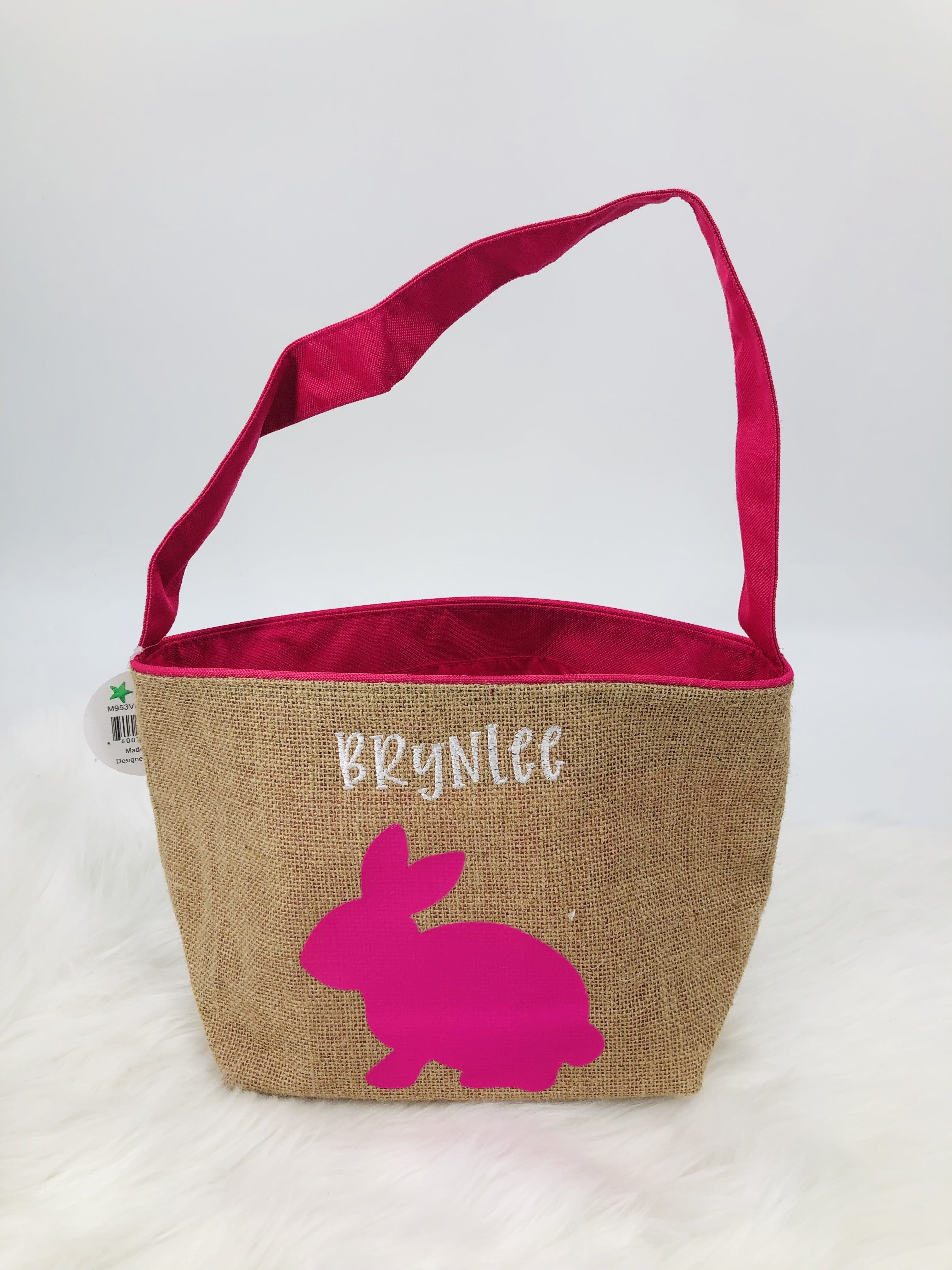 Viv & Lou Pink Burlap Foldable Easter Basket