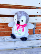 Stuffed penguin toy with personalized text