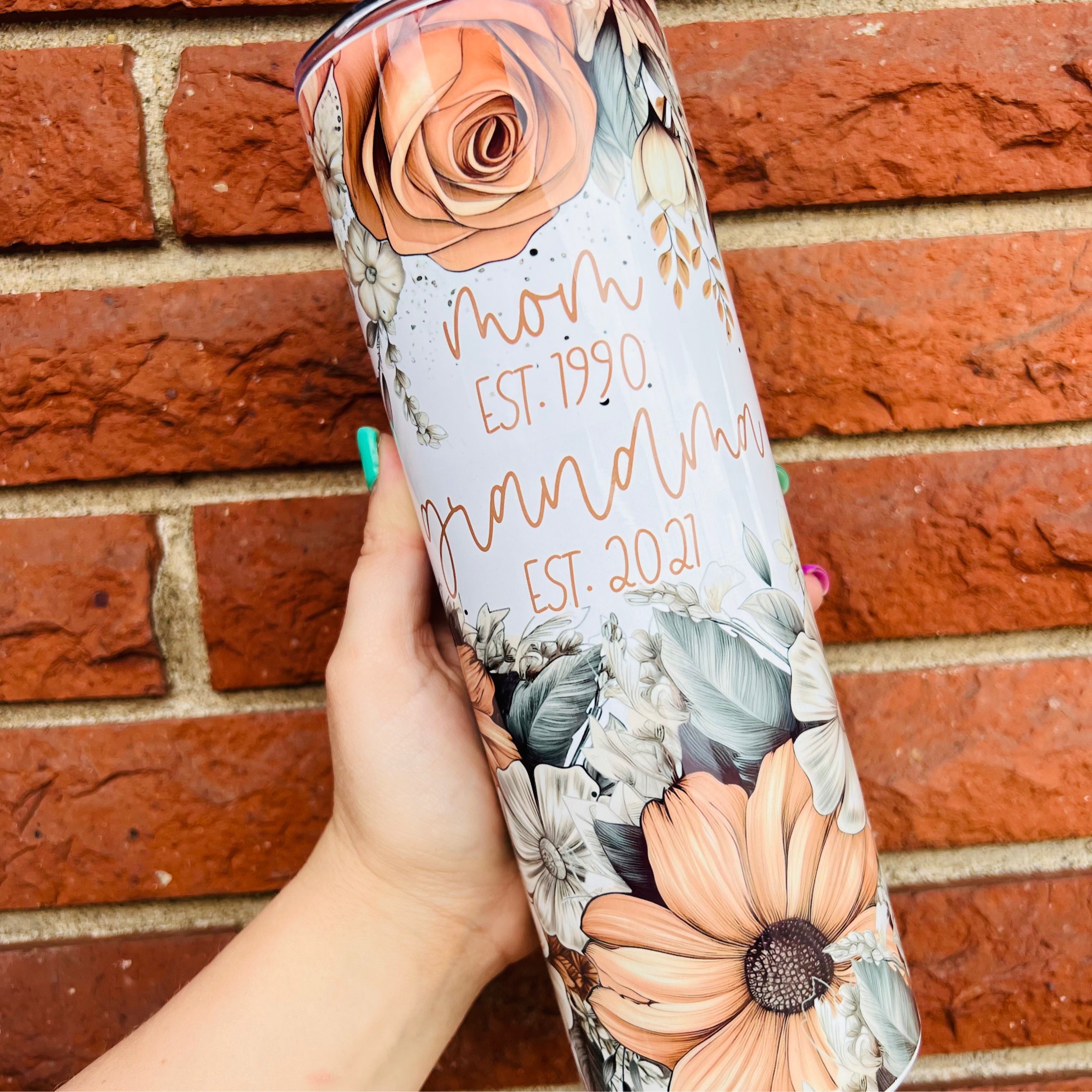 Boho Floral Mom-Grandma Tumbler - Thumbnail 3