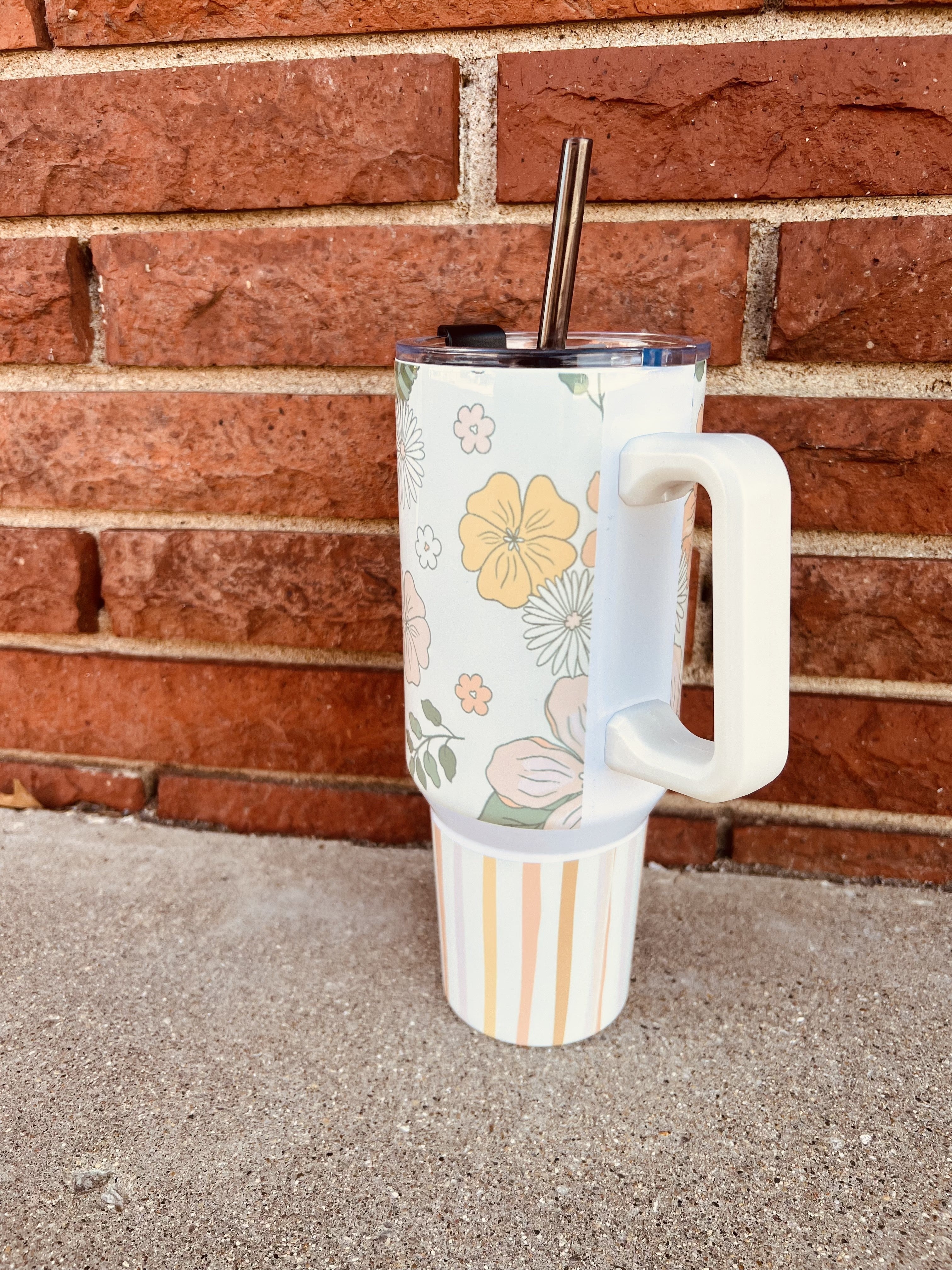Floral Stripe 40 oz Tumbler - Thumbnail 2