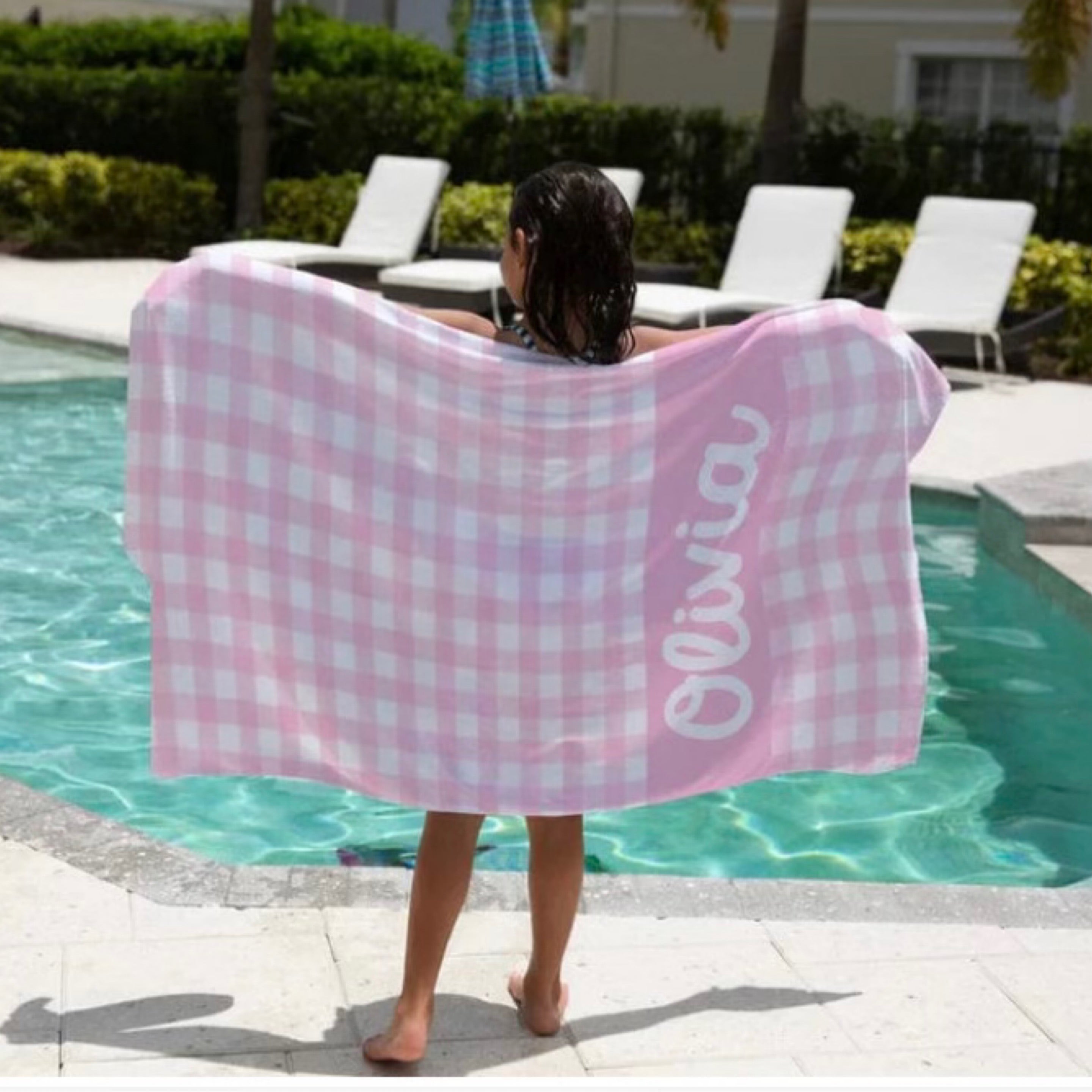 Printed Gingham Beach Towel - Thumbnail 2