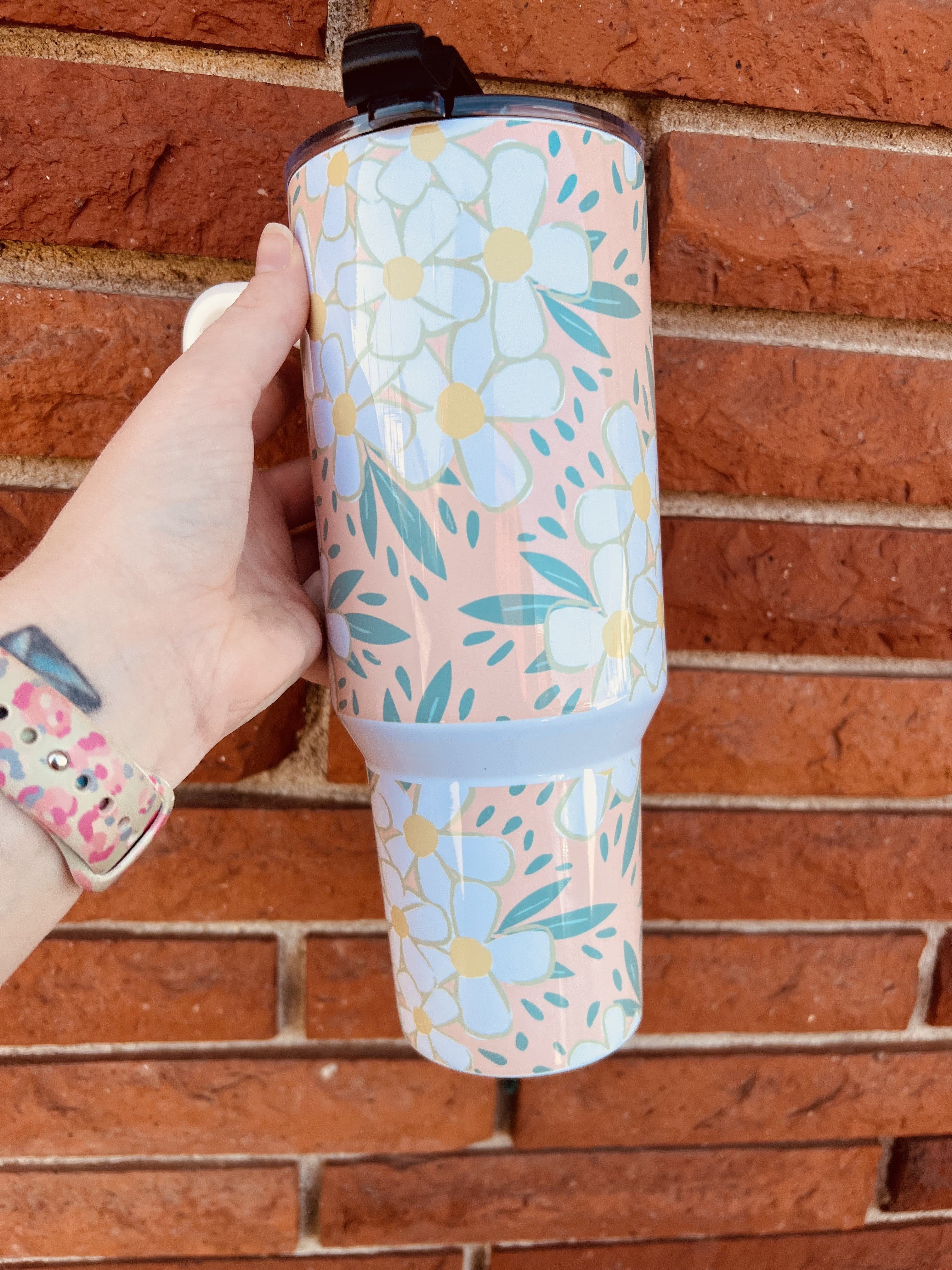 Peach Floral Mama 40 oz Tumbler - Thumbnail 4