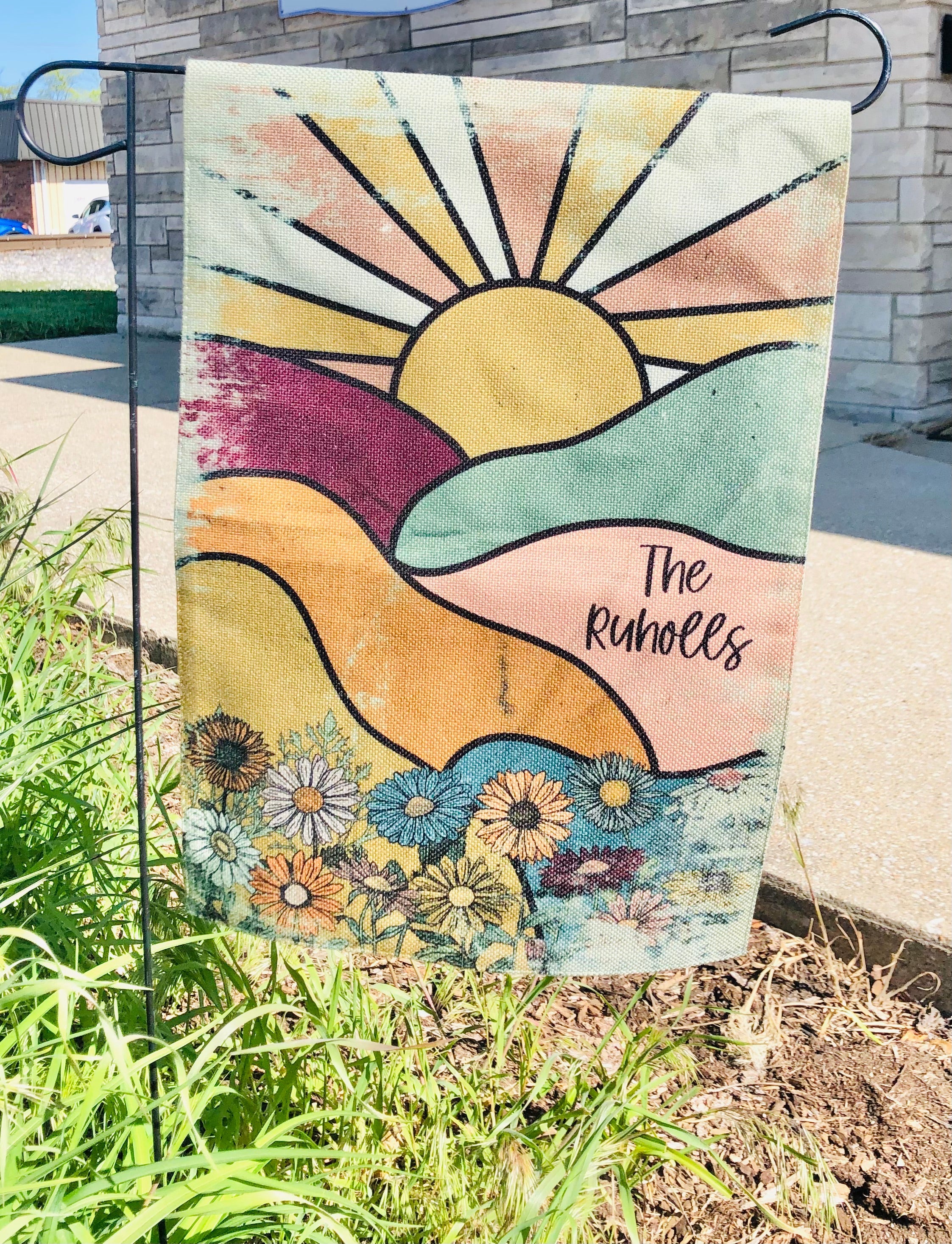 Hippie Sunshine Floral Garden Flag - Thumbnail 2