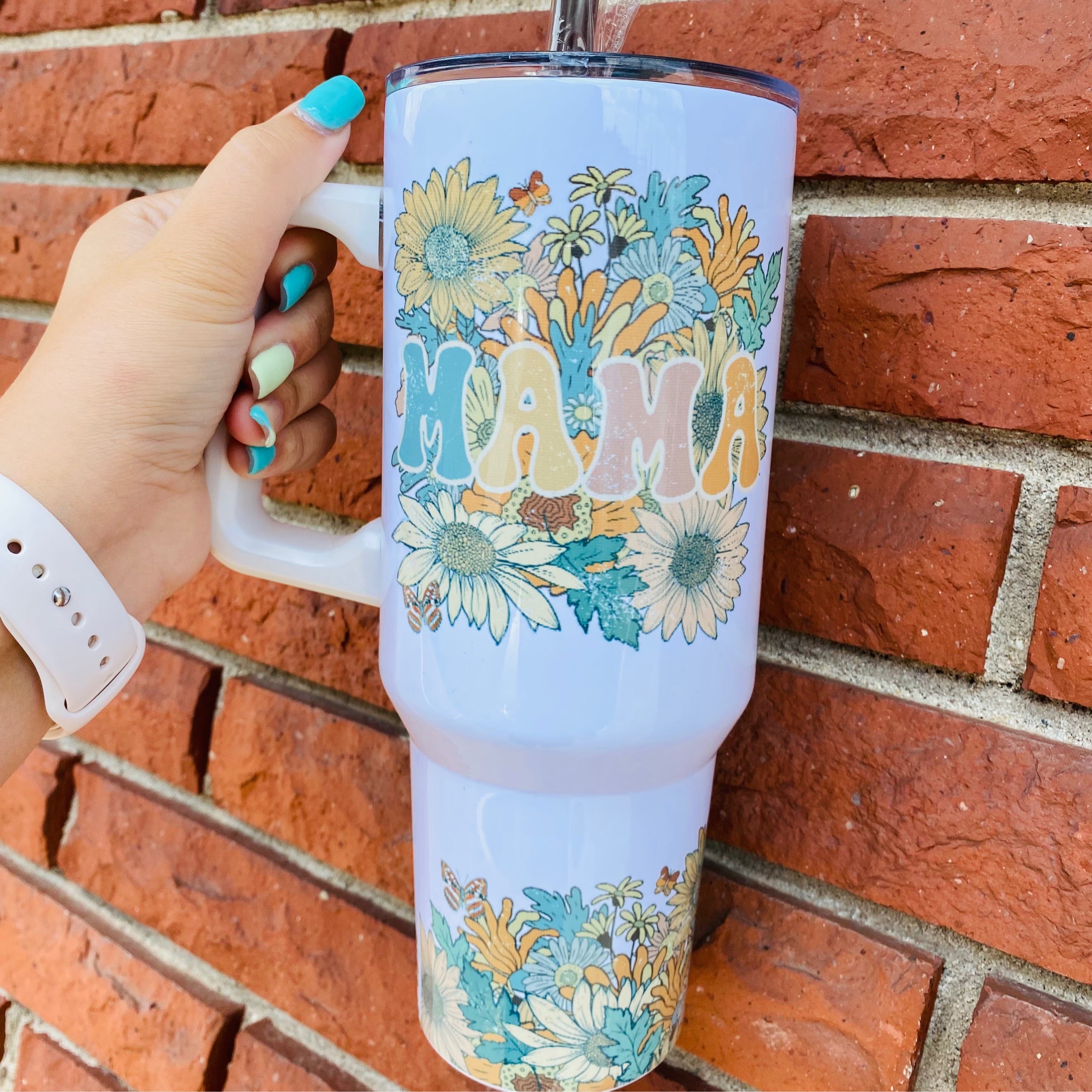 Rustic Floral Mama 40 oz Tumbler - Thumbnail 2