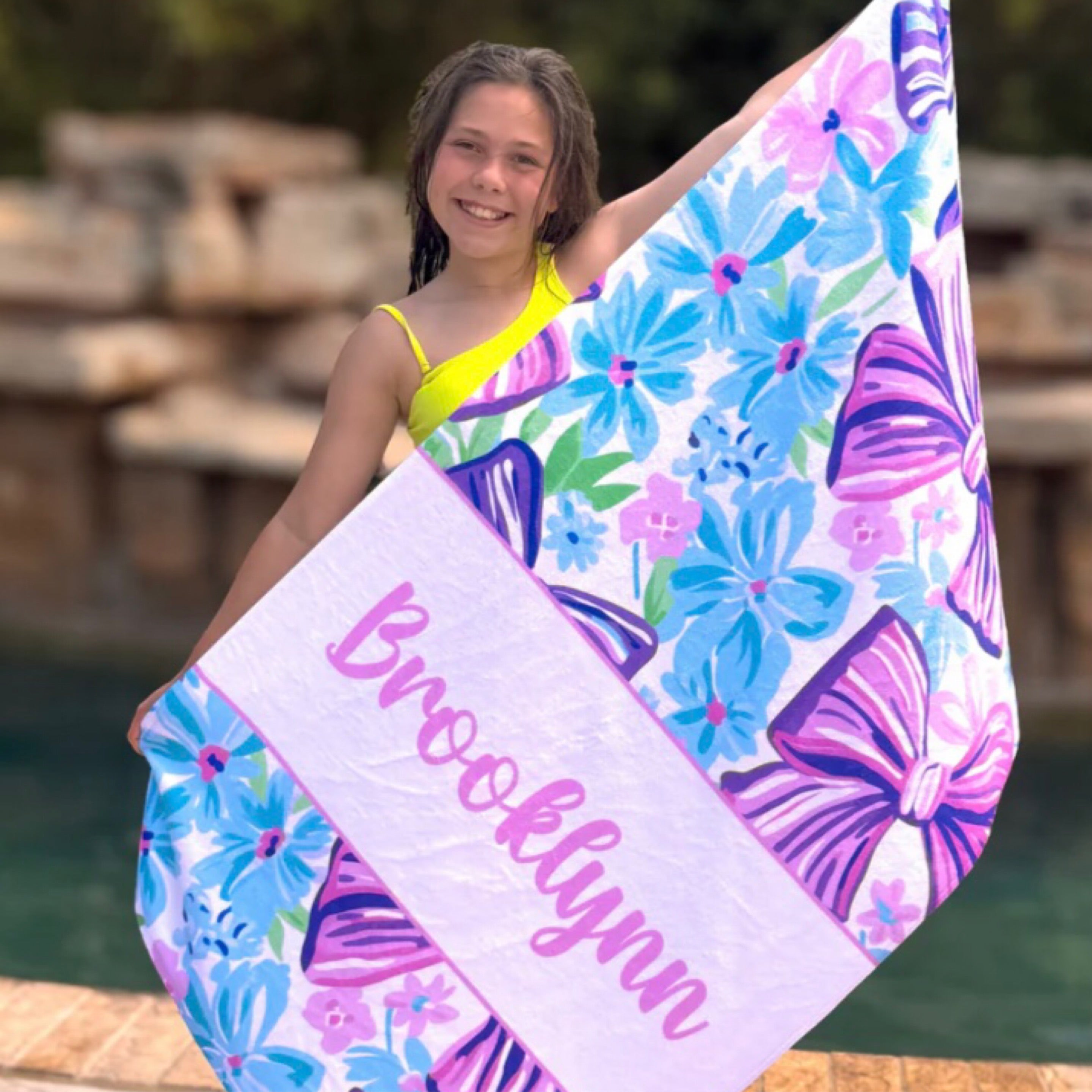 Printed Purple Bow Towel - Thumbnail 2