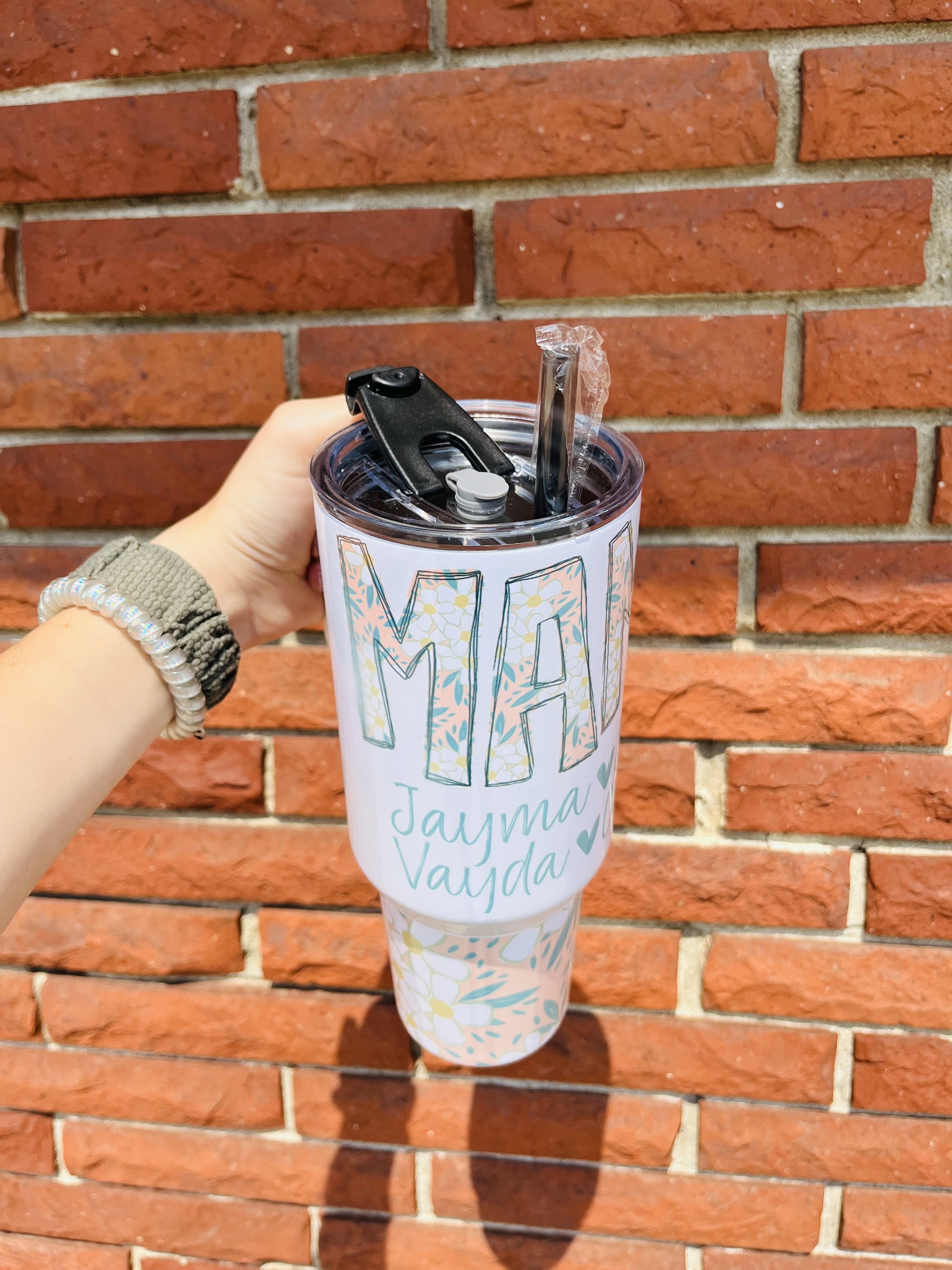 Mama Name Flower 40oz Tumbler - Thumbnail 2