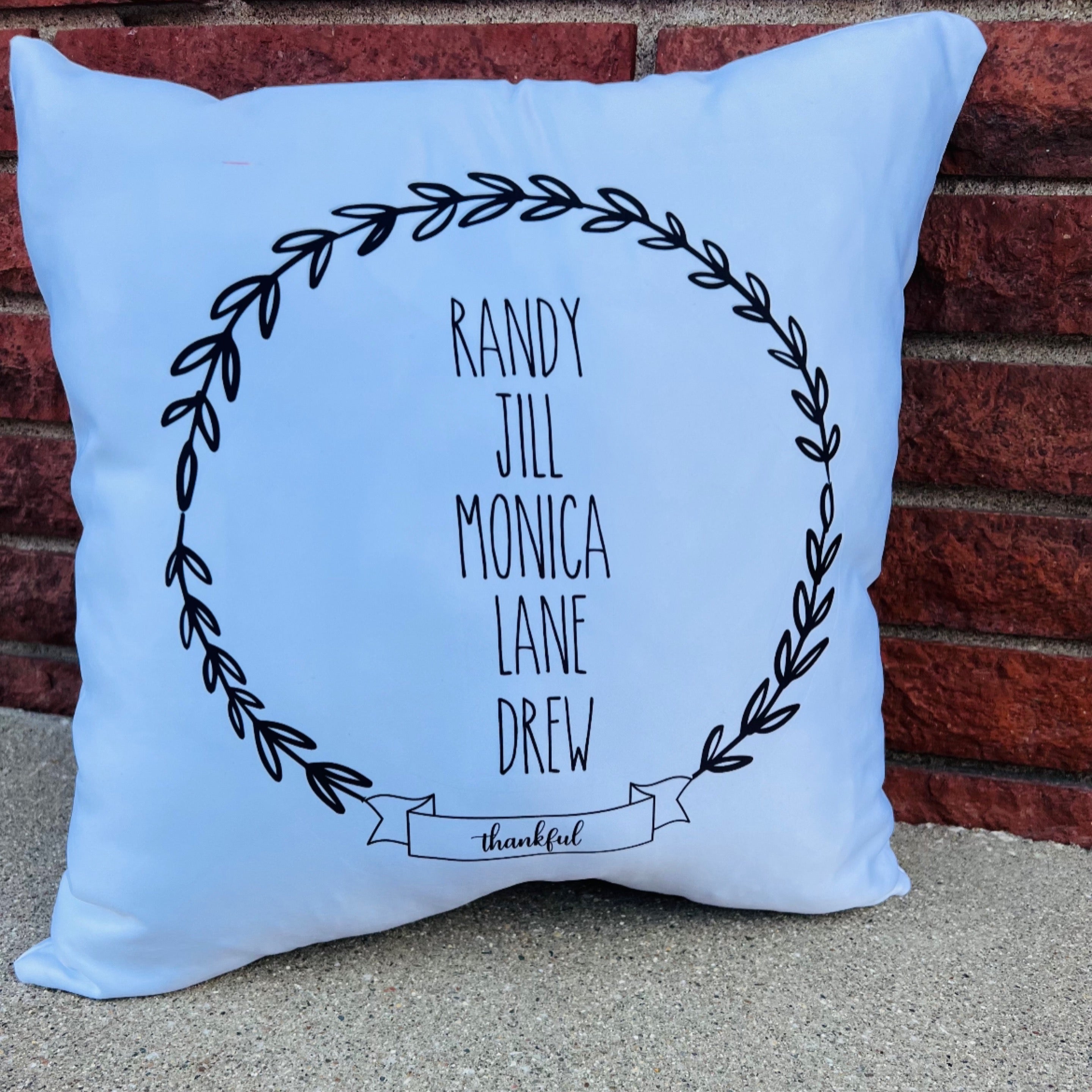 Wreath Family Name Pillow