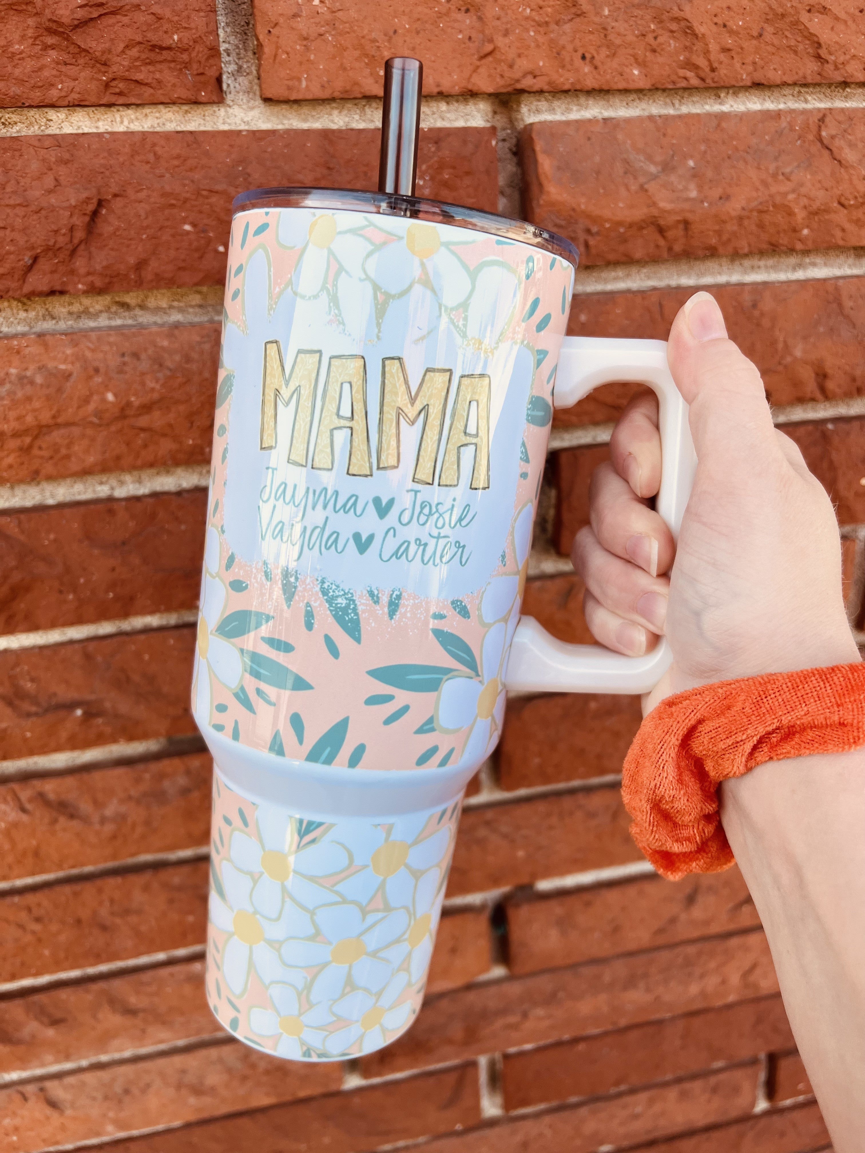 Peach Floral Mama 40 oz Tumbler