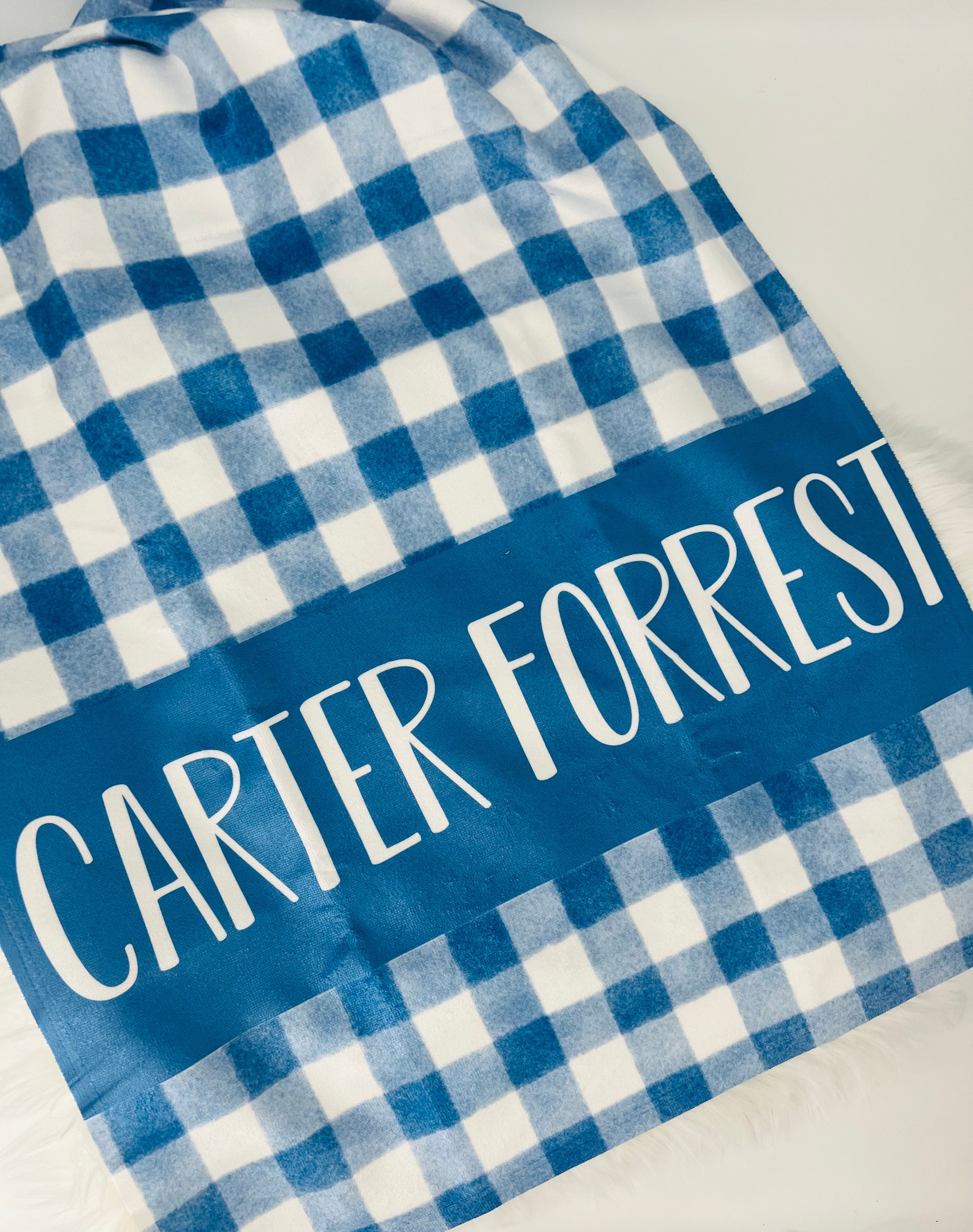 Printed Gingham Beach Towel - Thumbnail 3