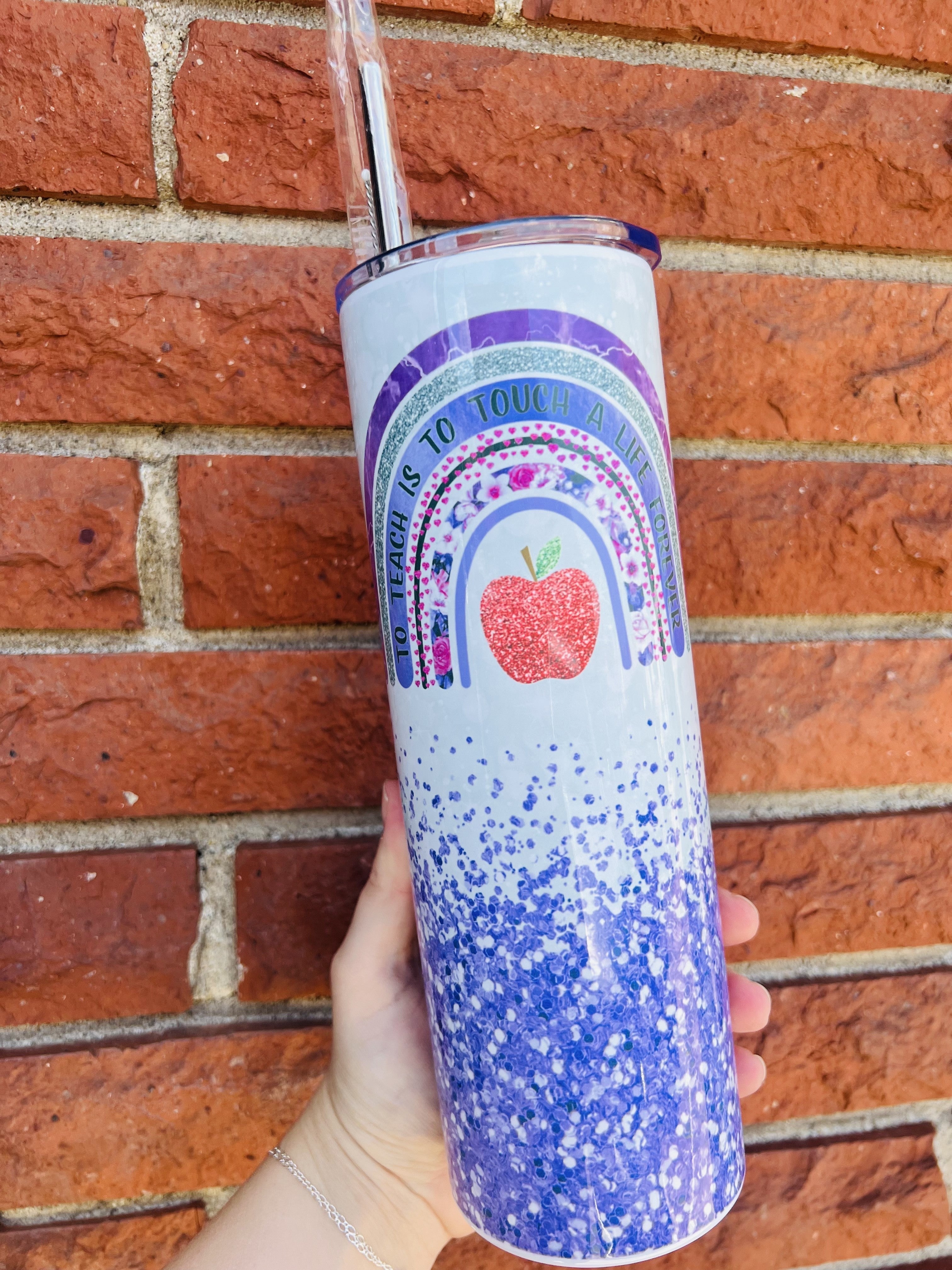 Purple Glitter Teacher Rainbow - 30 oz Tumbler
