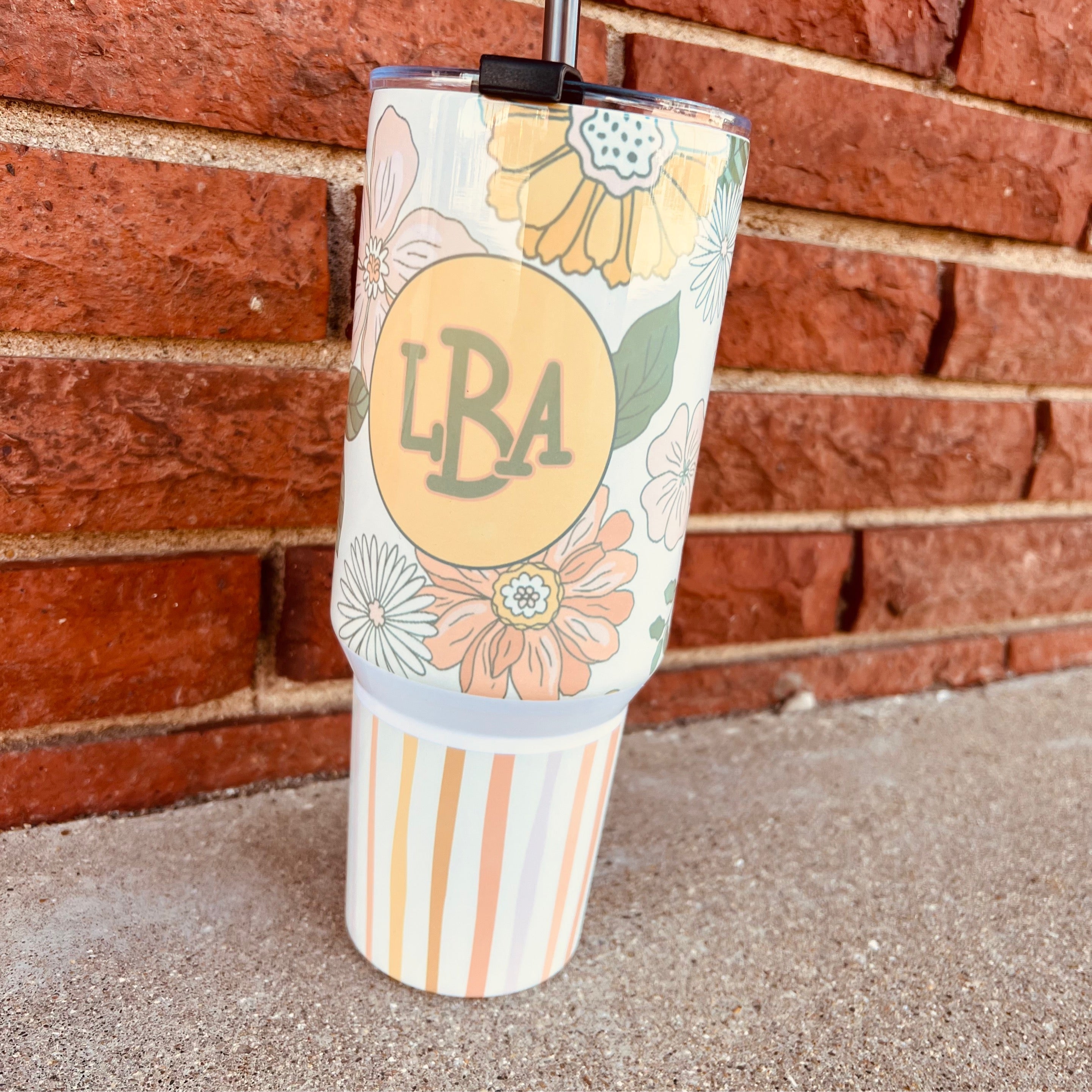 Floral Stripe 40 oz Tumbler