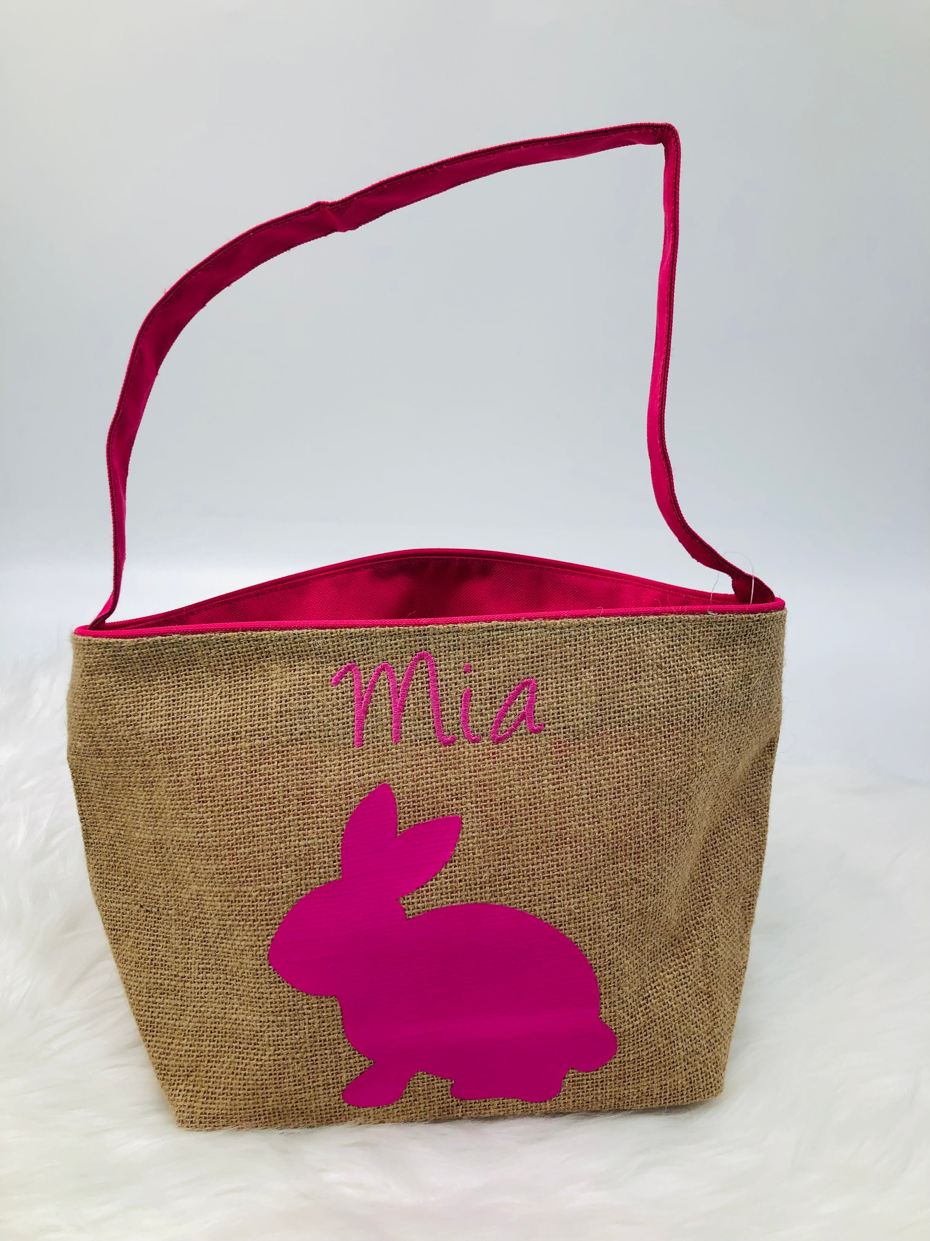 Viv & Lou Pink Burlap Foldable Easter Basket - Thumbnail 3
